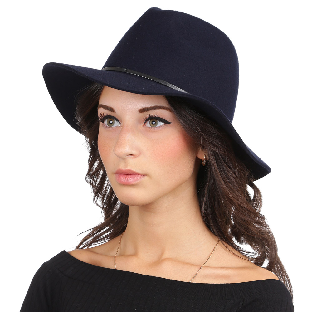 HW171-dark blue Шляпа жен. 100%шерсть б/р FABRETTI
