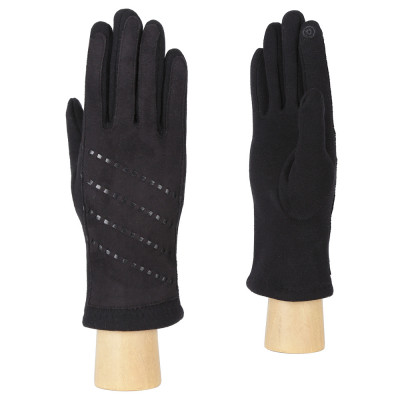 HB2018-4-black Перчатки жен. 15%шерсть 25%хлопок 25%вискоза 35%полиэстер/100%искусственная замша FAB
