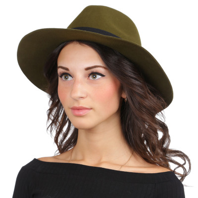 HW175-olive Шляпа жен. 100%шерсть б/р FABRETTI