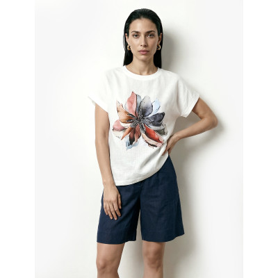 NBLT002-210P FABRETTI Блуза женский 100% лен/ 98% хлопок , 2% эластан