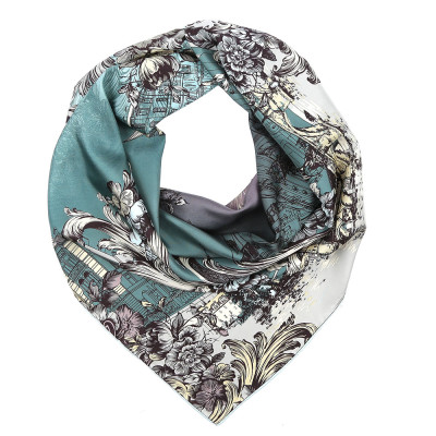 CX1718-03-6 Платок жен. 100%шелк 90x90 Fabretti