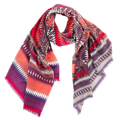 GL1708-20 Шарф жен. 100%мерсеризованная шерсть 70x182 FABRETTI