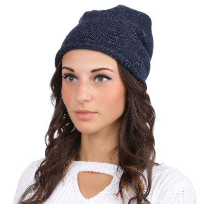 MR2017-8-d.blue Шапка жен. 50%шерсть 50%акрил б/р FABRETTI
