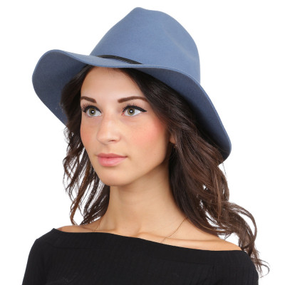 HW171-blue Шляпа жен. 100%шерсть б/р FABRETTI